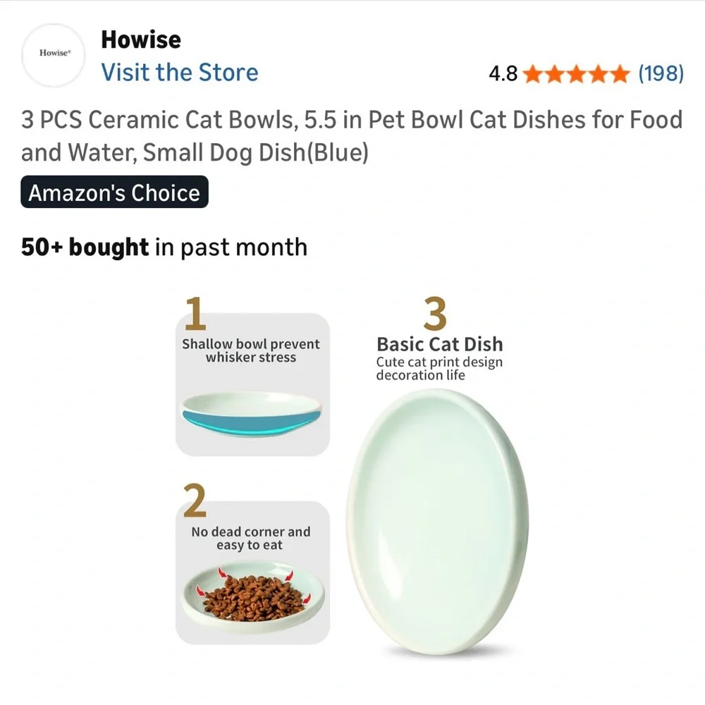 New in box - set of three ceramic serving bowls for cats - or people!